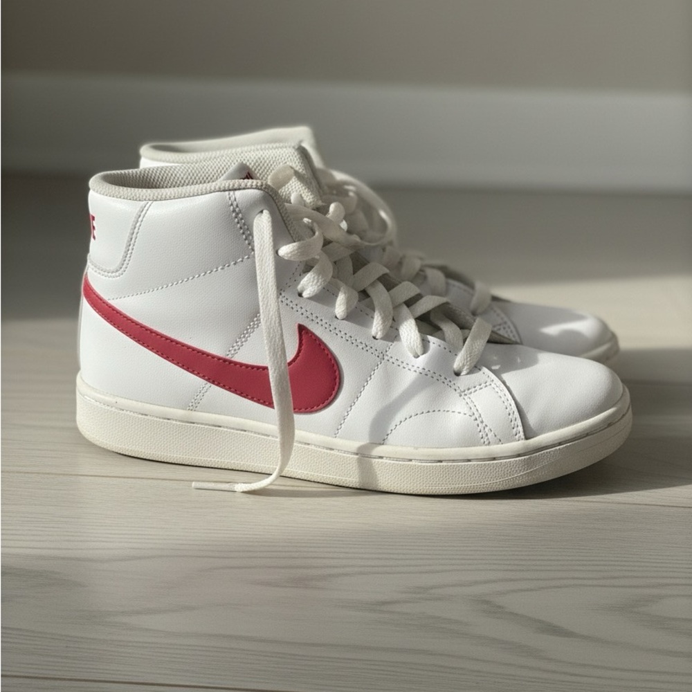 Nike White and Red High-Top Sneakers